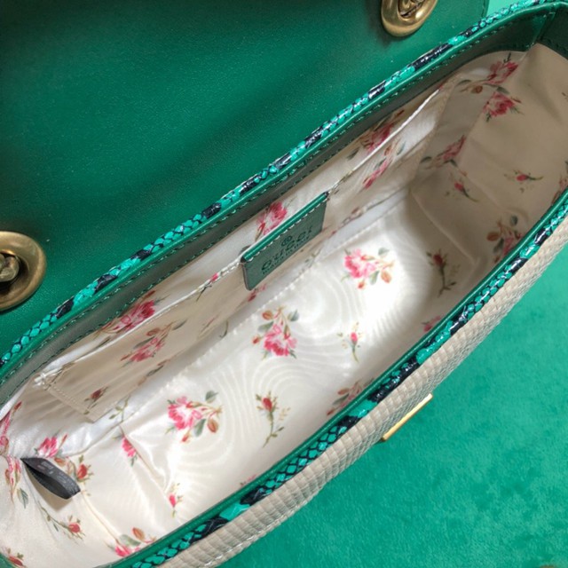 Gucci經典款女包 446744 古馳GG Marmont系列鏈條包 Gucci綠蛇牛皮單肩斜挎女包  gqy3234